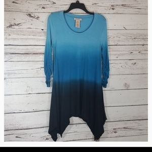 ⚡ PHILOSOPHY BLUE OMBRE BOHO LAGENLOOK TUNIC S
